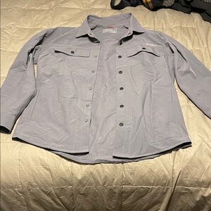 Eddie Bauer Men's Light Gray Button Down Shirt jacket